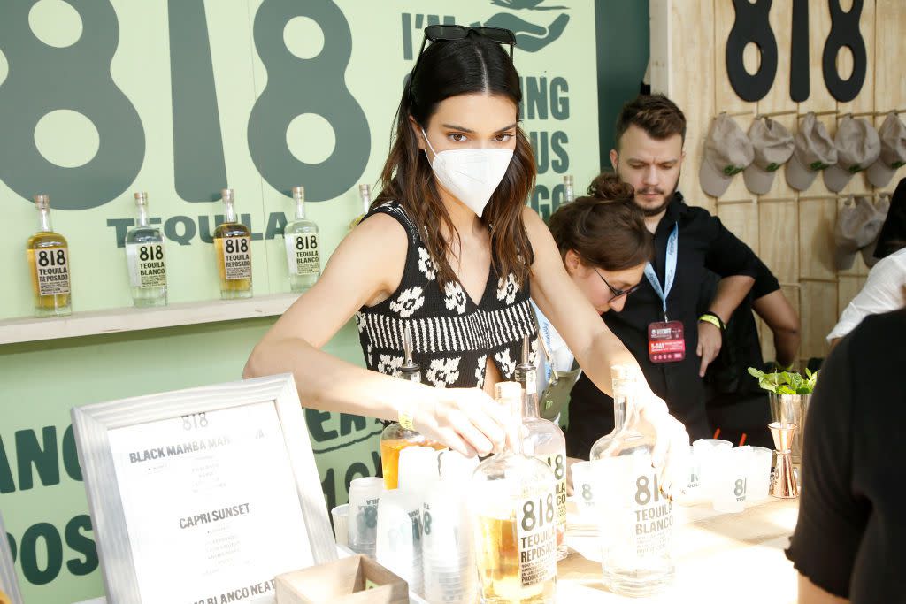 Kendall Jenner at the 818 Tequila booth during Southern Glazer's Wine & Spirits TRADE DAY at the Grand Tasting hosted by Wine Spectator during the Food Network & Cooking Channel New York City Wine & Food Festival