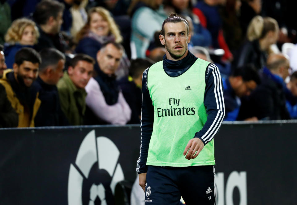 Soccer Football - La Liga Santander - Leganes v Real Madrid - Butarque Municipal Stadium, Leganes, Spain - April 15, 2019  Real Madrid's Gareth Bale warms up        REUTERS/Juan Medina