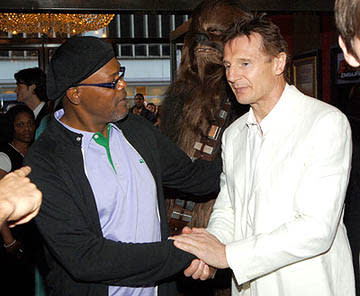 Samuel L. Jackson and Liam Neeson at the NY premiere of 20th Century Fox's Star Wars: Episode III