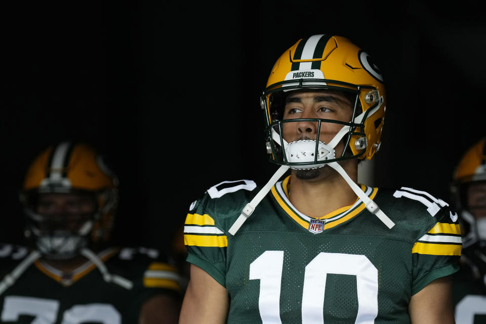 Jordan Love of the Green Bay Packers takes the field prior to a game against the New Orleans Saints on Sept. 24. (Patrick McDermott/Getty Images)