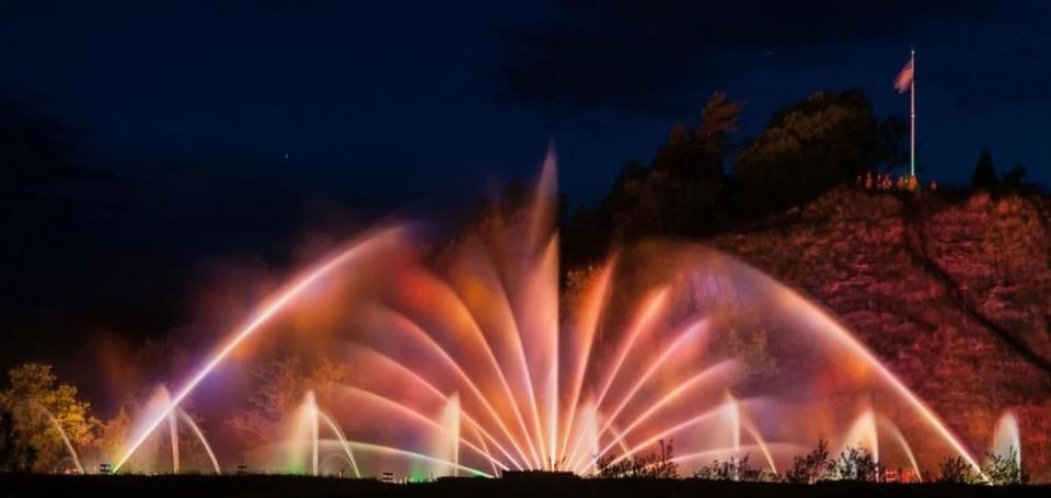 The synchronized water and light show at the Grand Haven Musical Fountain is set to a variety of music, and each 20-minute show has a different theme.