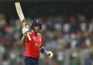 Cricket - South Africa v England - World Twenty20 cricket tournament - Mumbai, India, 18/03/2016. England's Joe Root acknowledges the crowd as he walks off the field after his dismissal. REUTERS/Danish Siddiqui