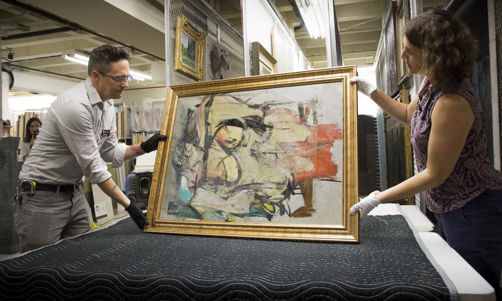 <span>Willem de Kooning’s Woman-Ochre after it was recovered in 2017.</span><span>Photograph: Robert Demers/AP</span>