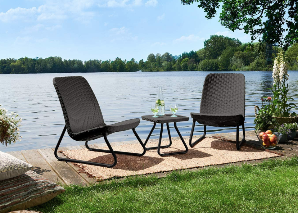 Keter 3-Piece All-Weather Chair & Table Set in Grey (Photo via Amazon)