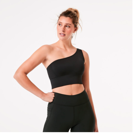 Active Womens Youth Seam Free One Shoulder Crop Top