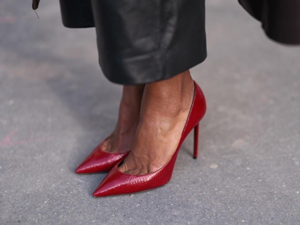 Red leather stiletto heels