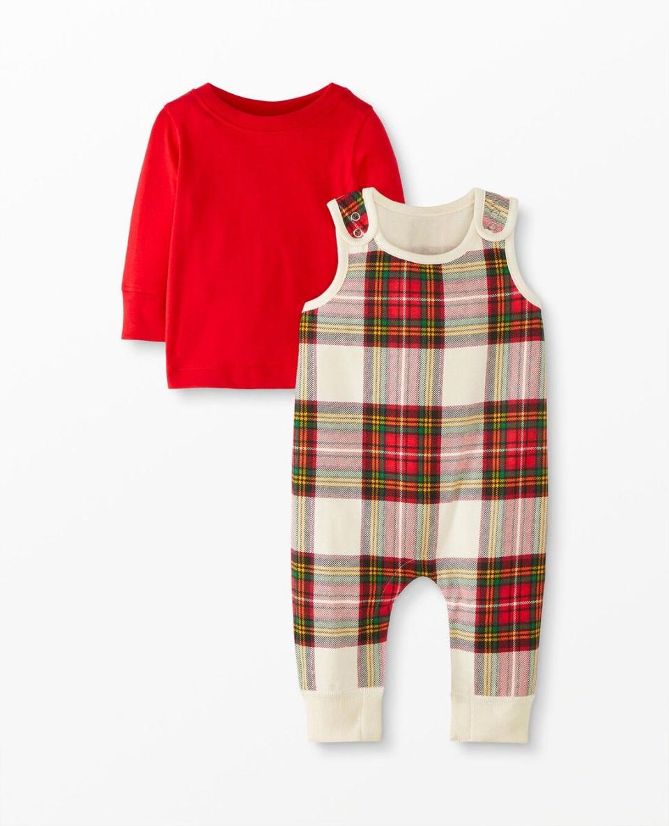 7) Baby Overall & Tee Set In Cotton Jersey