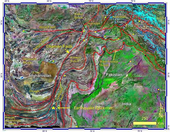 Location of the Chaman Fault in Pakistan.