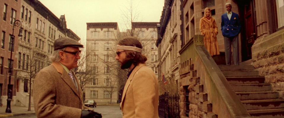 Richie Tenenbaum with his father Royal as his future stepfather, Henry, and adopted sister, Margot, look on, in The Royal Tenenbaums.