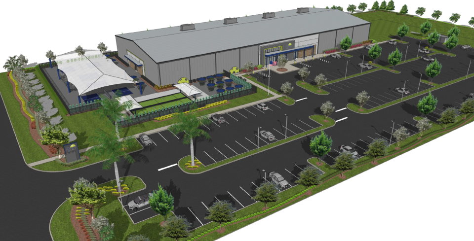 Rendering by The Pickleball Club of the 42,000 square-feet private pickleball facility the Sarasota-based company will open in Greenacres in 2025.