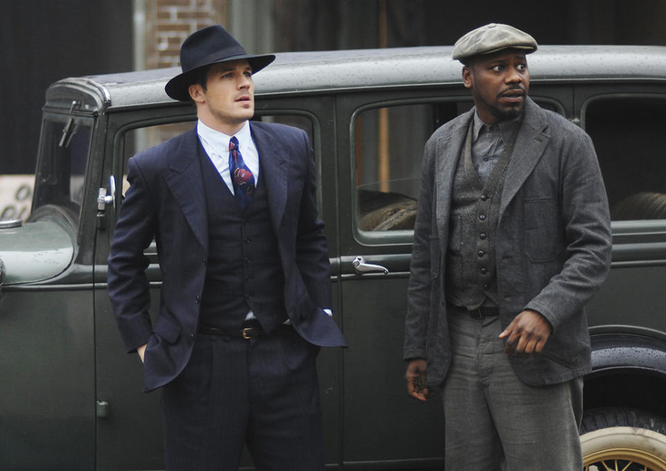 Matt Lanter as Wyatt and Malcolm Barrett as Rufus in “Last Ride of Bonnie & Clyde”