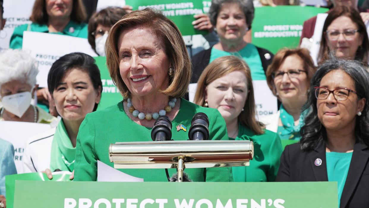 Nancy Pelosi (D-CA) speaks during a press event on reproductive right in front of the U.S. Capitol