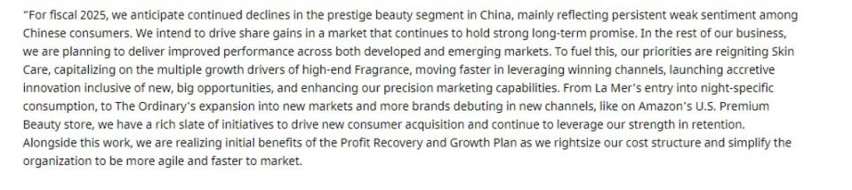 Source: Estee Lauder investor relations