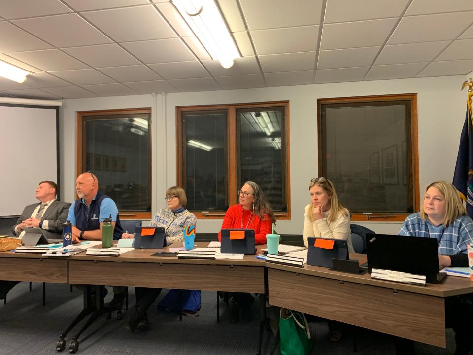 The Petoskey Board of Education listens to public comment in support of maintaining the partnership between the district and the Petoskey Montessori Children's House.
