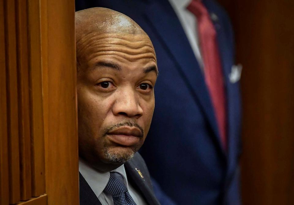 FILE - This Tuesday Feb. 6, 2018 photo shows Assembly Speaker Carl Heastie, D-Bronx, as he listens during a joint legislative budget hearing in Albany, N.Y. New York's legislative leaders have yet to answer key questions about plans to launch an impeachment investigation of Gov. Andrew Cuomo. Heastie announced the inquiry last week without saying how long it will take, frustrating some lawmakers who have called for his resignation or impeachment.