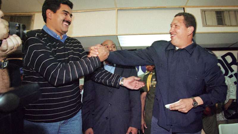 Hugo Chávez and Nicólas Maduro