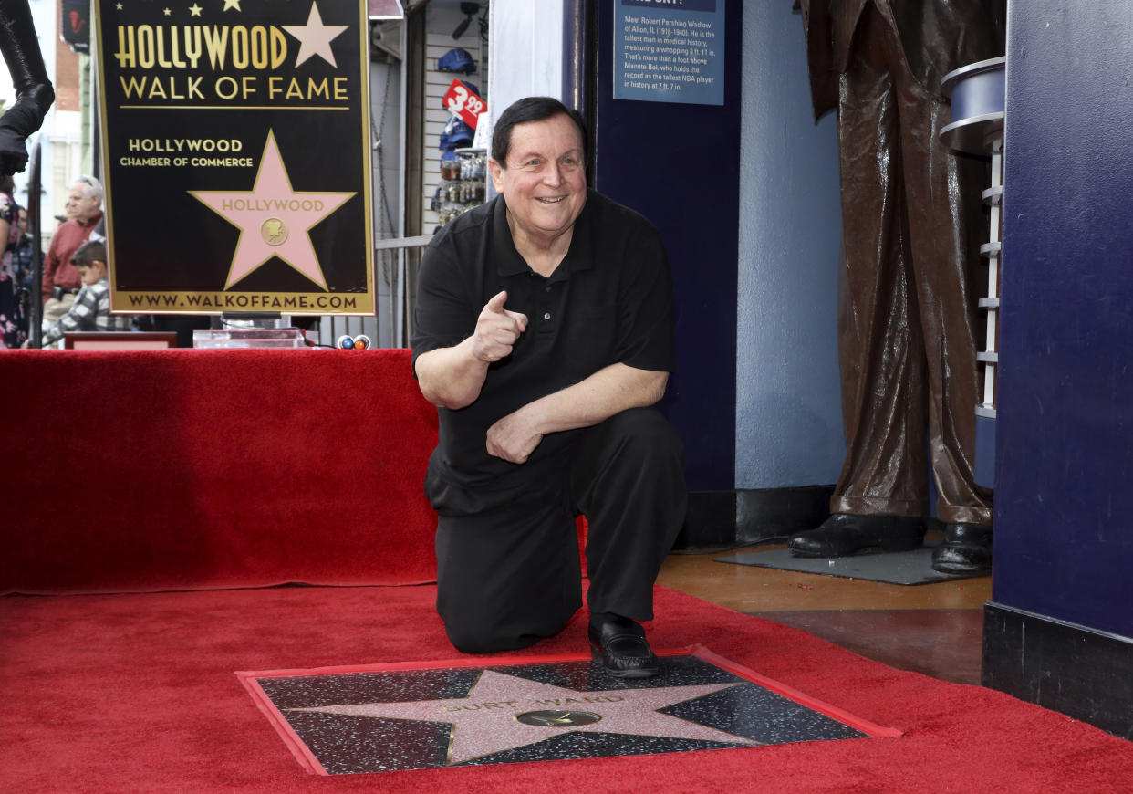 Burt Ward, who portrayed the character Dick Grayson and alter ego Robin in the 1960s series "Batman," appears during a ceremony honoring him with a star on the Hollywood Walk of Fame in Los Angeles on Thursday, Jan. 9, 2020. (Photo by Willy Sanjuan/Invision/AP)