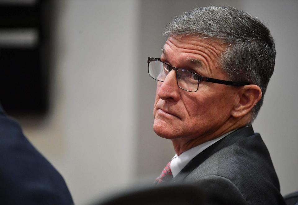 Former National Security Advisor to President Trump, Michael Flynn, appeared in court Wednesday, Nov. 15, 2022 to try an quash an order to appear before a Georgia special purpose grand jury investigating attempts to overturn the 2020 Presidential election. Judge Charles Roberts, of the 12th Judicial Circuit Court in Sarasota, Florida denied Flynn's request, ruling that he is a material witness and necessary to the grand jury proceedings.