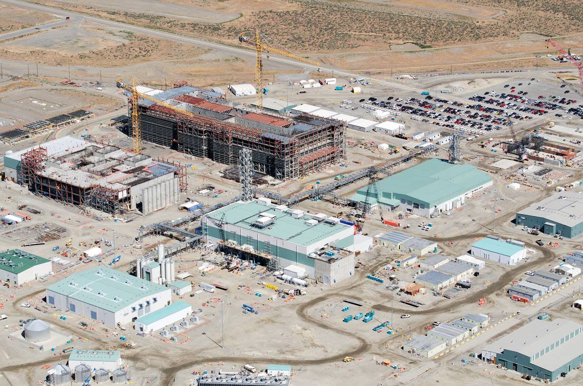 The 65-acre Hanford vitrification plant in Eastern Washington state is shown from the air. Bechtel National