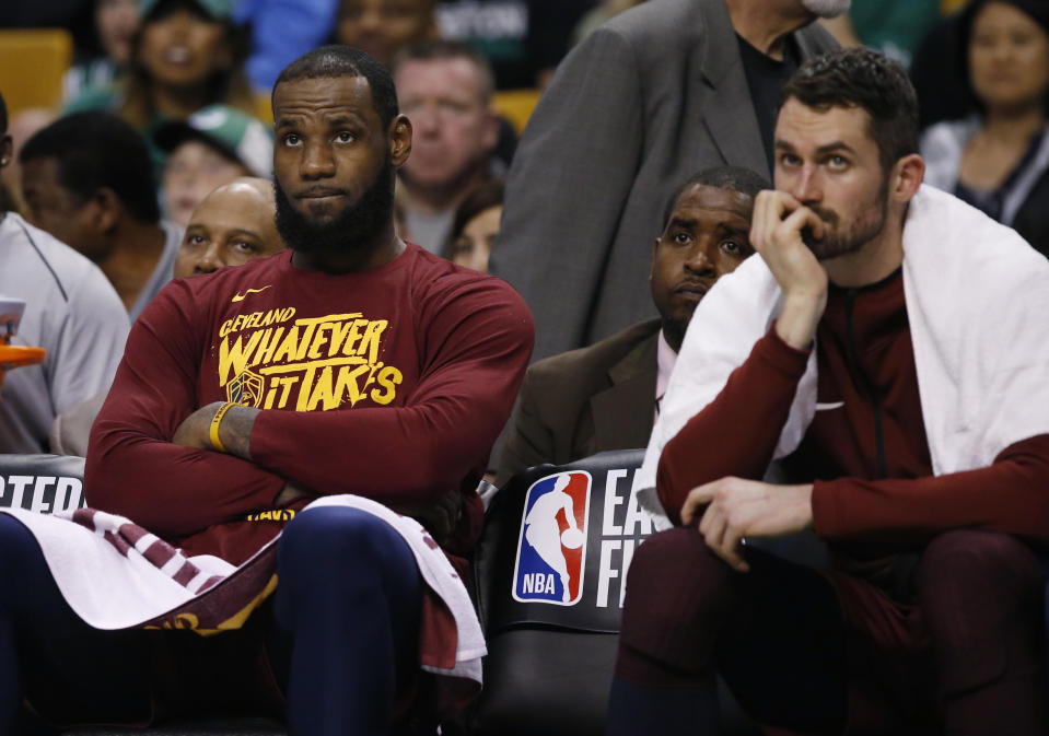 Not much went right for LeBron James and Kevin Love on Sunday in Game 1. (AP)