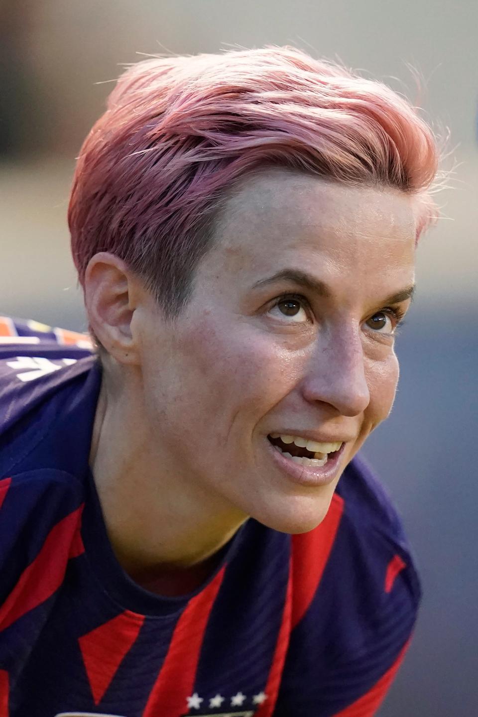 U.S. forward and Palo Cedro native Megan Rapinoe watches during the first half of the team's international friendly soccer match against Colombia on Tuesday, June 28, 2022, in Sandy, Utah.