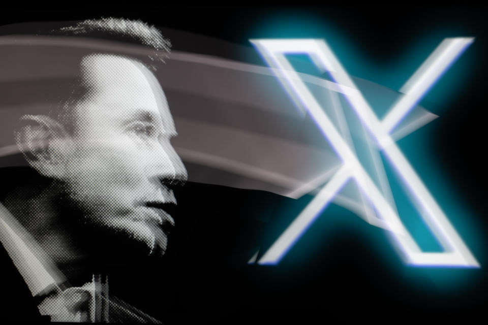 Los rivales de Twitter todavía están en pie, y lo mismo ocurre con X. La ilustración muestra el logotipo de X con Elon Musk.  (Foto de Jonathan Raa/NurPhoto via Getty Images)