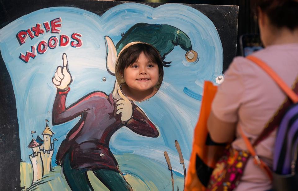 Sofia Barrera, 6, of Stockton poses for a picture for her mother Melinda Navatta at the Monster Mash Halloween Bash event at Pixie Woods park in Stockton on Saturday, Oct. 29, 2022. 