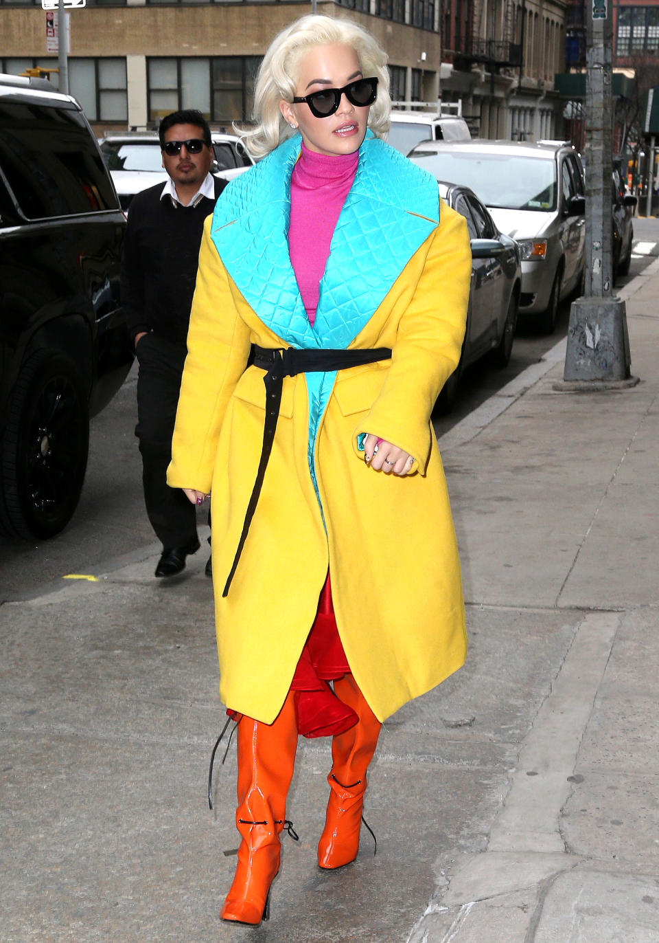 Rita OraRita Ora out and about, New York, USA - 25 Mar 2019Wearing Prabal Gurung Same Outfit as catwalk model *10100975n