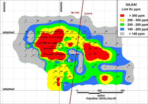 Scandium grades of Limonite Lithology