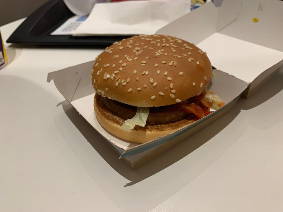 The McPlant burger at McDonald's in London, UK.