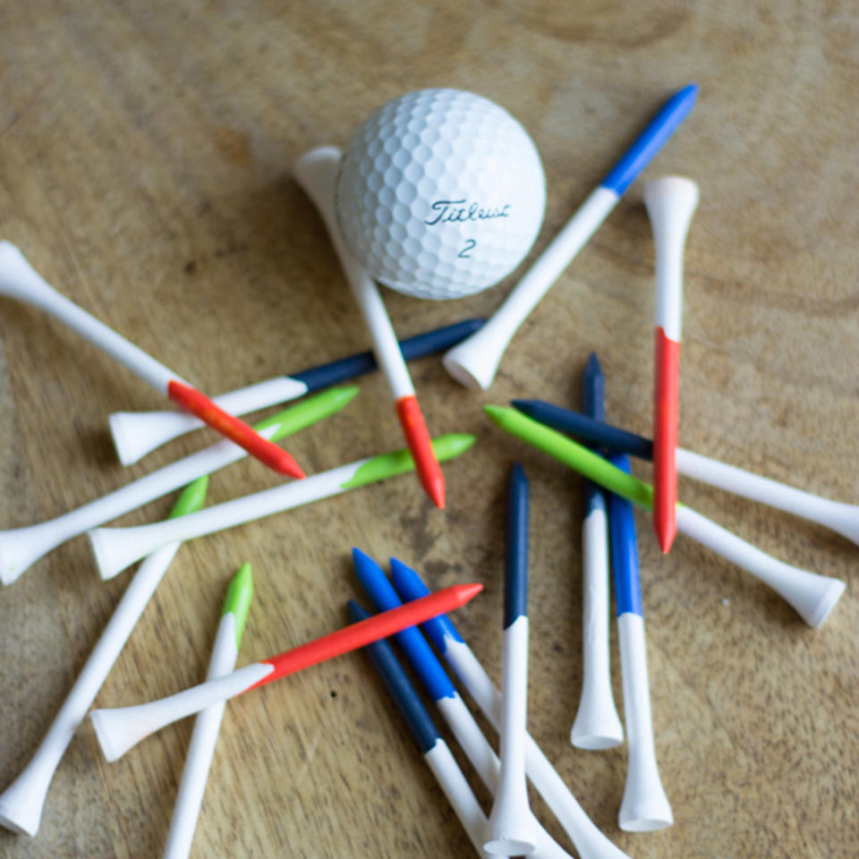 Paint-dipped golf tees  (Design Improvised)