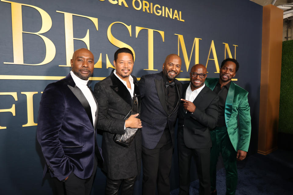 “The Best Man: The Final Chapters Premiere Event” (l-r): Morris Chestnut, Terrence Howard, Malcolm D. Lee, Taye Diggs, Harold Perrineau at the Hollywood Athletic Club on December 7, 2022 Photo by: Arnold Turner/Peacock