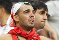 <p>Iran’s supporter reacts after their 2018 FIFA World Cup Group B football match against Portugal at Mordovia Arena Stadium. The game ended in a 1:1 draw. Mikhail Japaridze/TASS (Photo by Mikhail Japaridze\TASS via Getty Images) </p>