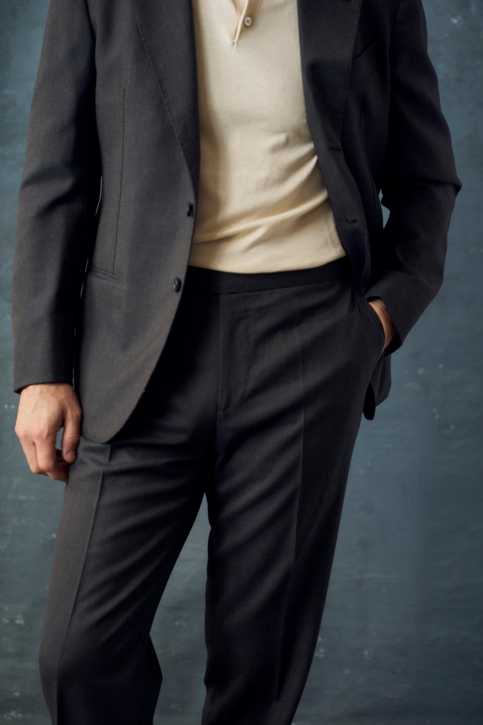 A classic pair of flat-front suit trousers.