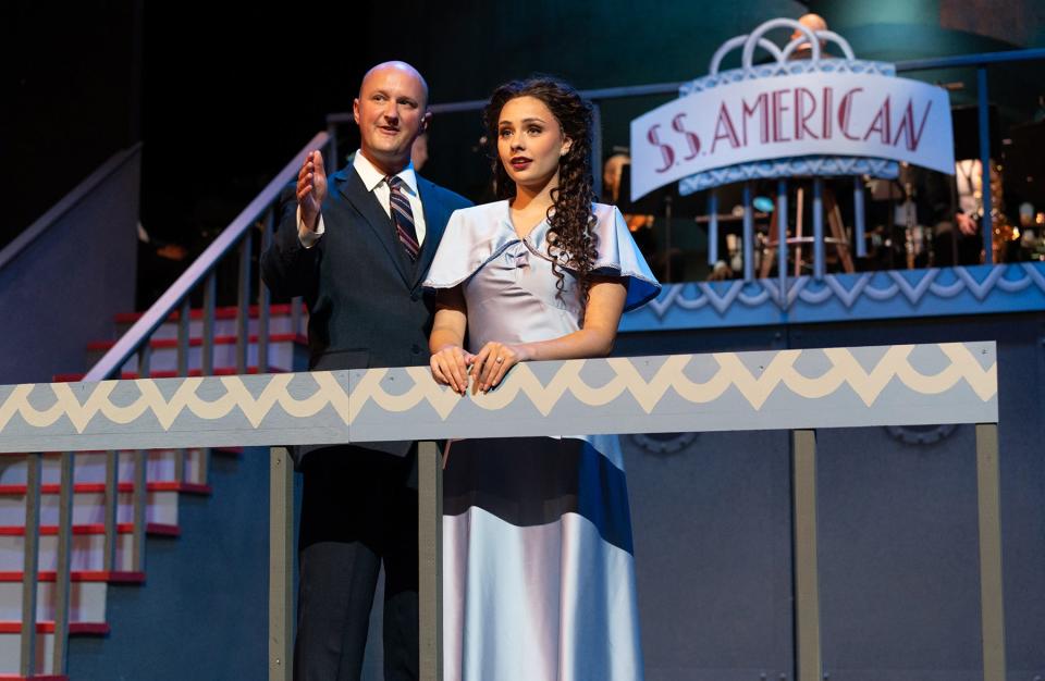 Steven Kiss as Billy Crocker and Sydney Bramlett as Hope Harcourt are pictured in a scene from "Anything Goes" at the Croswell Opera House.