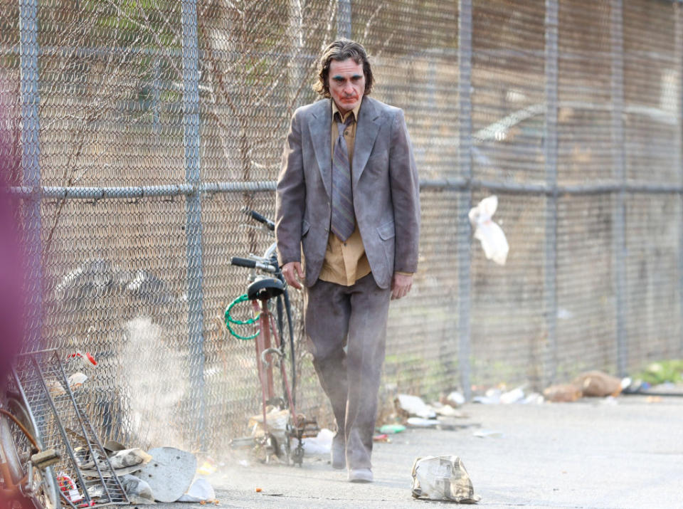 Joaquin Phoenix on the set of The Joker.
