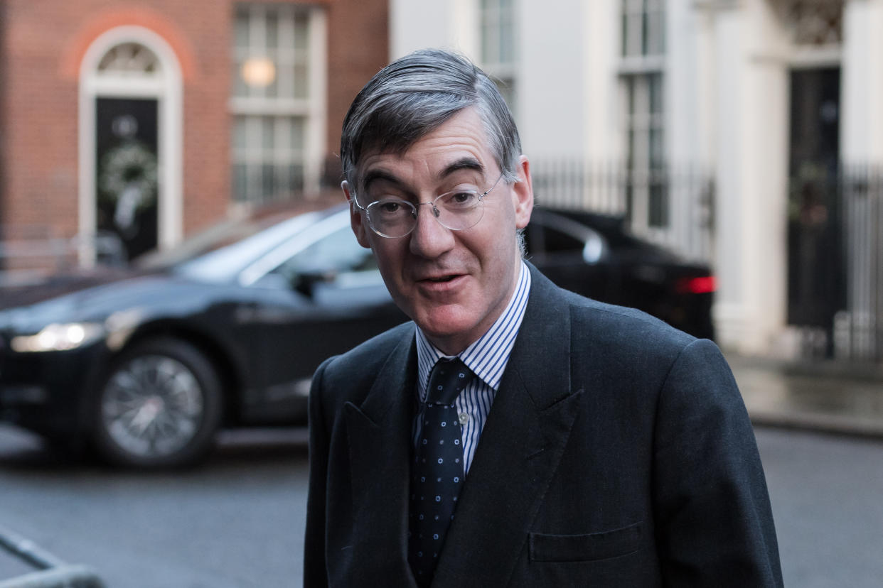 Lord President of the Council and Leader of the House of Commons Jacob Rees-Mogg arrives in Downing Street in central London to attend Cabinet meeting held at the Foreign Office on 15 December, 2020 in London, England. The UK and EU leaders have agreed to carry on post-Brexit trade talks and vowed to go 'extra mile' to try and reach a deal, with less than three weeks until the end of the transition period. (Photo by WIktor Szymanowicz/NurPhoto via Getty Images)