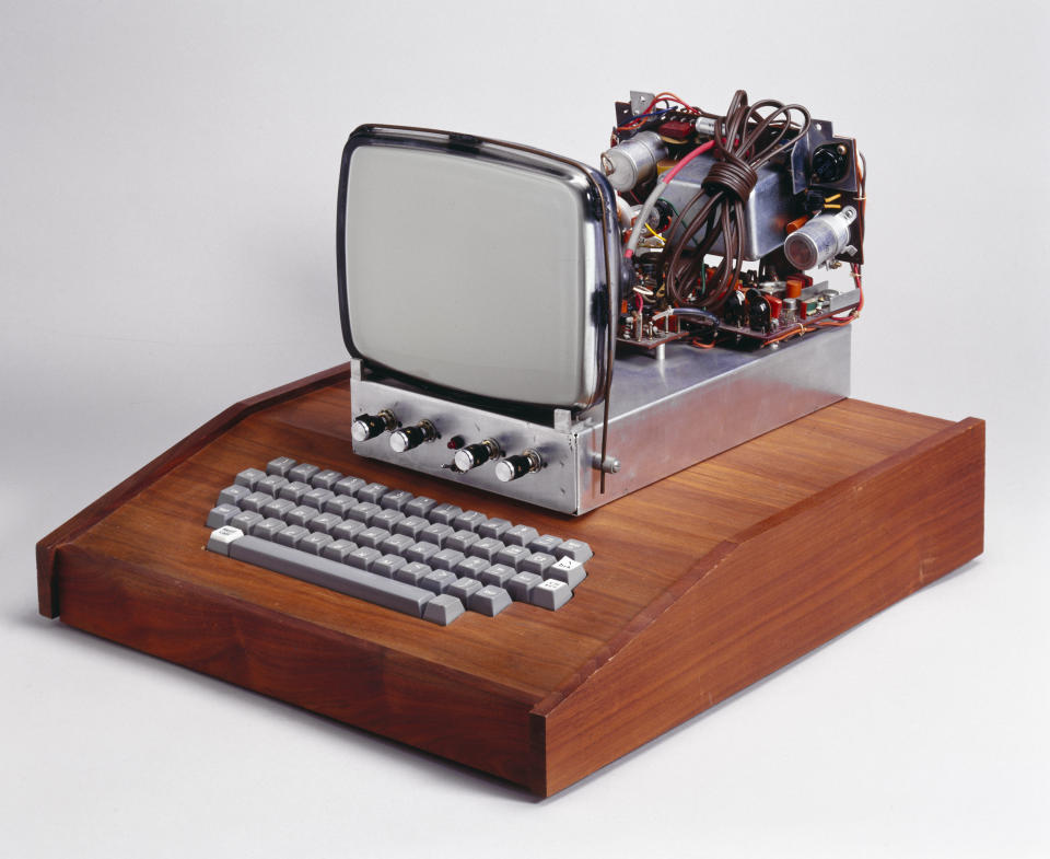 UNITED STATES - FEBRUARY 02:  This was the first computer made by Apple Computers Inc, which became one of the fastest growing companies in history, launching a number of innovative and influential computer hardware and software products. Most home computer users in the 1970s were hobbyists who designed and assembled their own machines. The Apple I, devised in a bedroom by Steve Wozniak, Steven Jobs and Ron Wayne, was a basic circuit board to which enthusiasts would add display units and keyboards.  (Photo by SSPL/Getty Images)