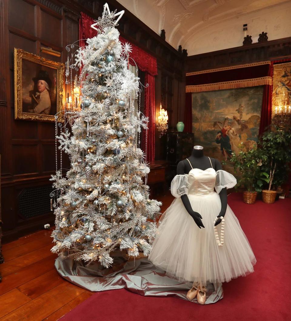 Costumes from the Cleveland Ballet's "The Nutcracker" are on display in the Music Room in the Manor House at Stan Hywet.