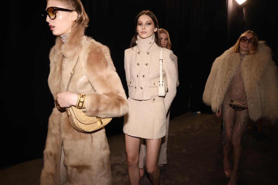 Backstage at Tom Ford Fall 2024 Ready-to-Wear Collection at Milan Fashion Week