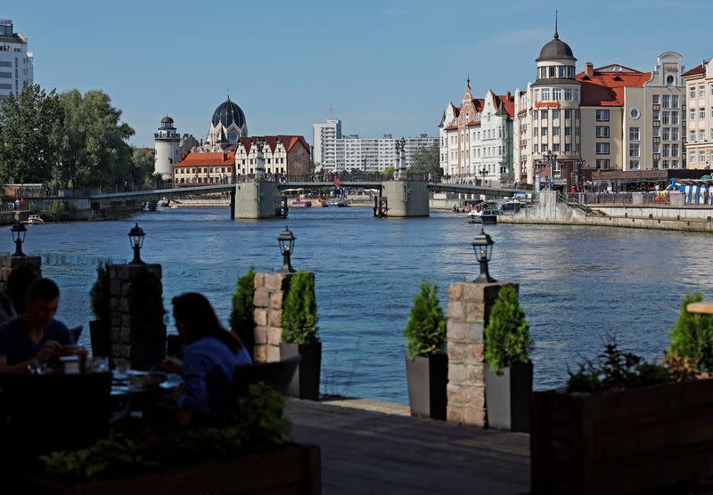 FILE PHOTO: A view shows an embankment of the Pregolya River in Kaliningrad