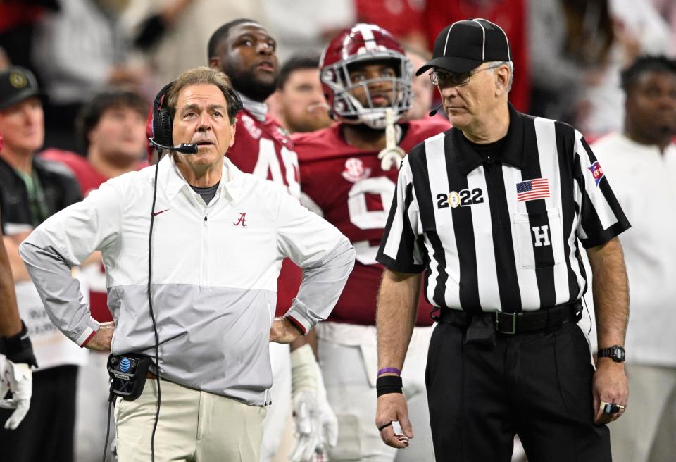 Alabama, and head coach Nick Saban, will rebound from Monday's loss to Georgie in the national championship game and enter 2022 as the preseason No. 1. Marc Lebryk-USA TODAY Sports