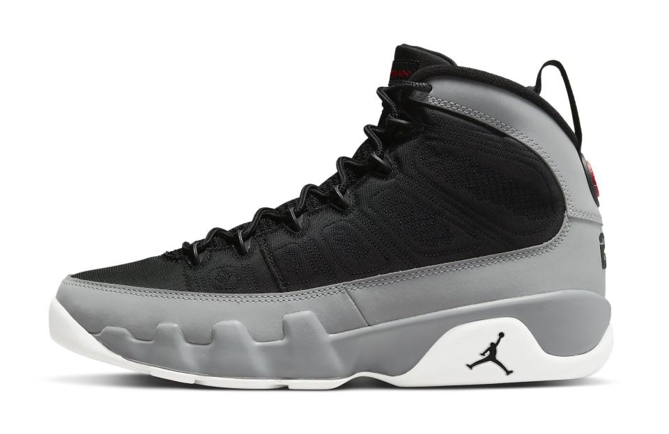 The lateral side of the Air Jordan 9 “Particle Grey.” - Credit: Courtesy of Nike
