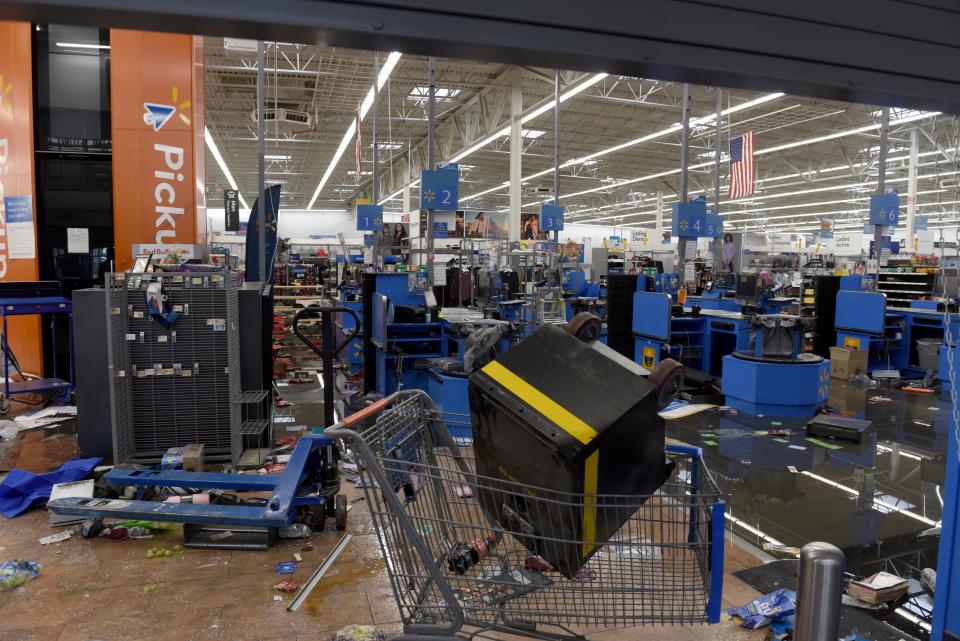 A looted Walmart in Philadelphia is pictured on WednesdayAP