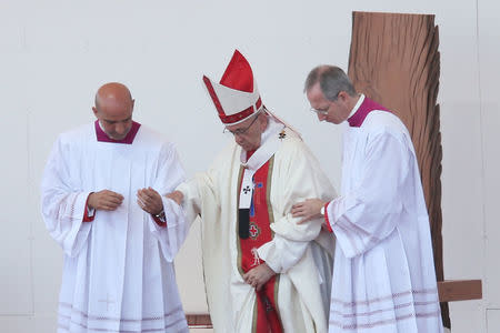 Pope Francis is seen after leading a mass at the Maquehue Temuco Air Force Base in Temuco, Chile, January 17, 2018. REUTERS/Edgard Garrido