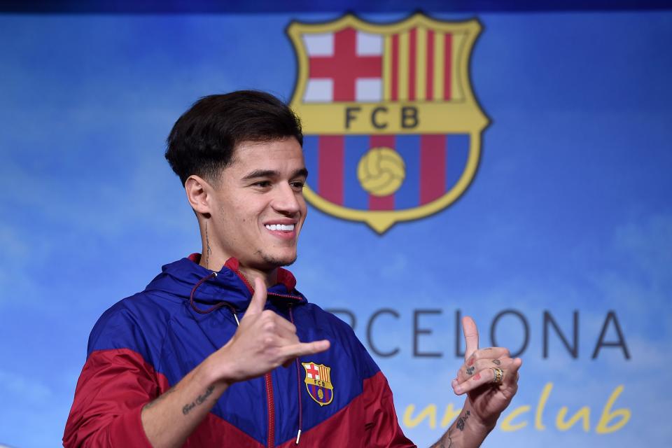 Philippe Coutinho was unveiled as a Barcelona player Sunday. (Getty)