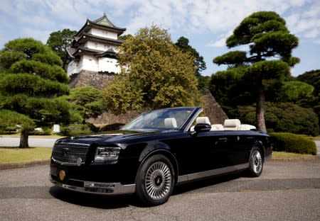 FILE PHOTO: A special convertible car which will be used for Japanese new Emperor Naruhito and Empress Masako's parade is displayed at the Imperial Palace in Tokyo