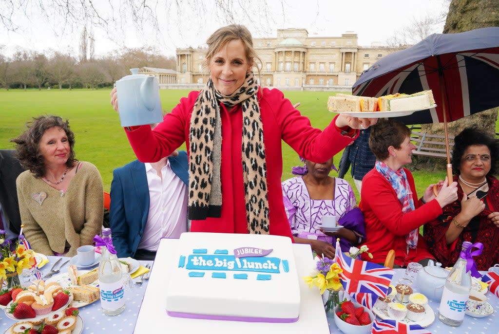 Mel Giedroyc hosts The Big Lunch in the garden of Buckingham Palace in London (Jonathan Brady/PA) (PA Wire)