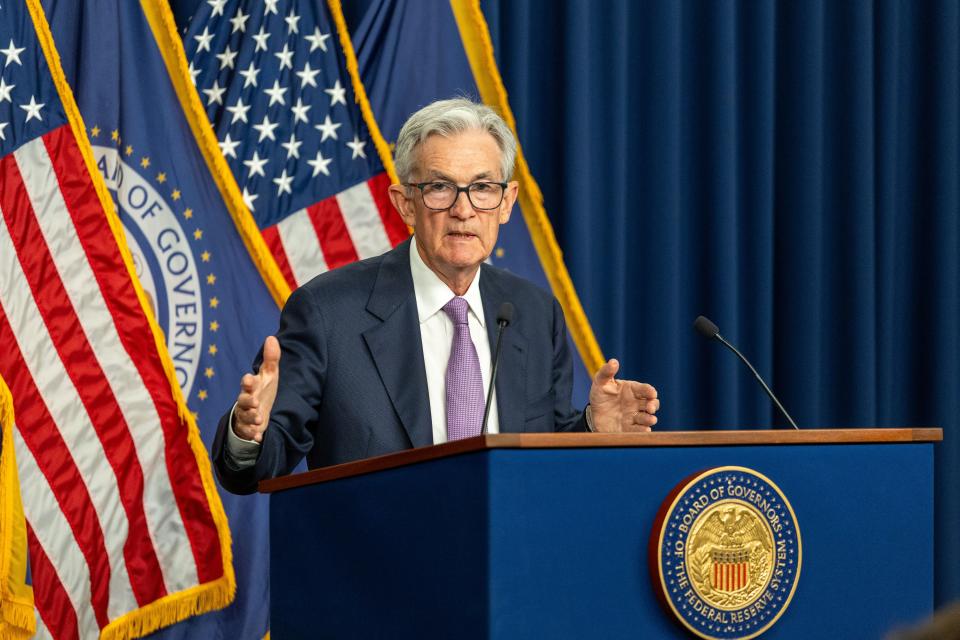 U.S. Federal Reserve Chair Jerome Powell attends a press conference in Washington, D.C., the United States, on Sept. 18, 2024. The U.S. Federal Reserve on Wednesday slashed interest rates by 50 basis points amid cooling inflation and a weakening labor market, marking the first rate cut in over four years. (Photo by Hu Yousong/Xinhua via Getty Images)