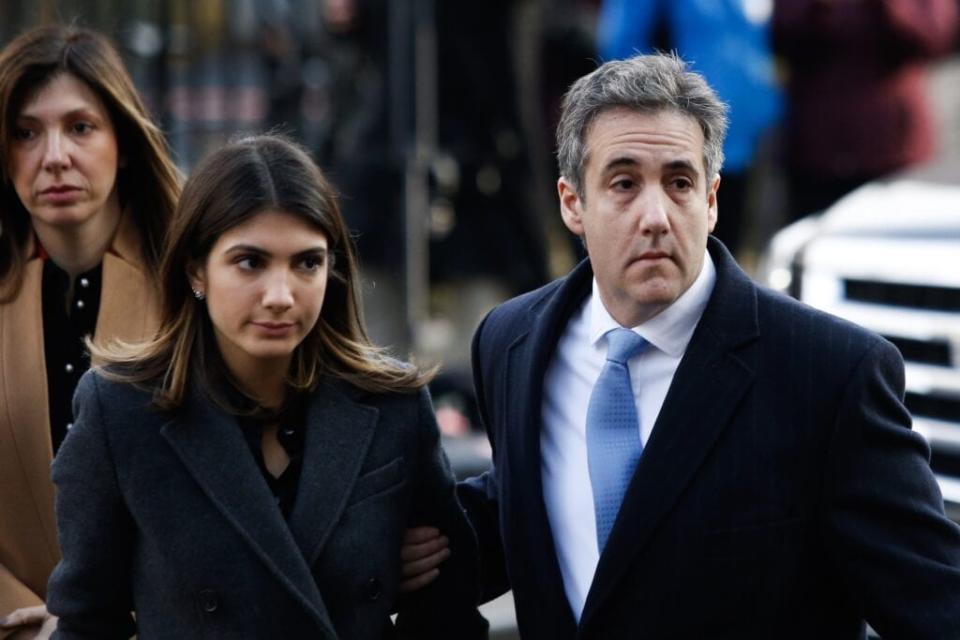 Michael Cohen, (R) President Donald Trump’s former personal attorney and fixer, arrives with daughter Samantha Blake Cohen at federal court for his sentencing hearing, December 12, 2018 in New York City. (Photo by Eduardo Munoz Alvarez/Getty Images)